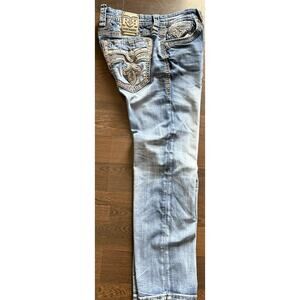 Rock Revival Brayen Straight Mens Size 36x 29 Distressed Embroidered Contrast